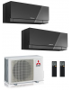 Climatizzatore Condizionatore Dual Split Inverter Mitsubishi Kirigamine Zen Black 9000+12000 btu U.E. 5.3 Kw R-32 Wi-Fi A+++ A++