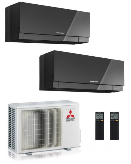 Climatizzatore Condizionatore Dual Split Inverter Mitsubishi Kirigamine Zen Black 9000+12000 btu U.E. 5.3 Kw R-32 Wi-Fi A+++ A++